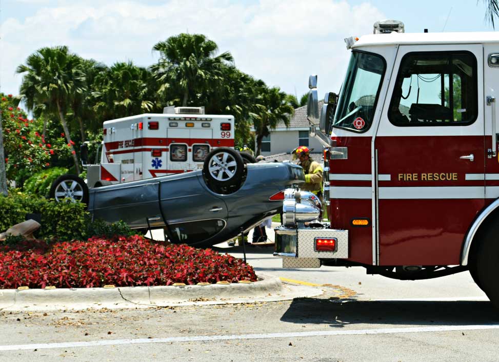 Car accident with emergency vehicles